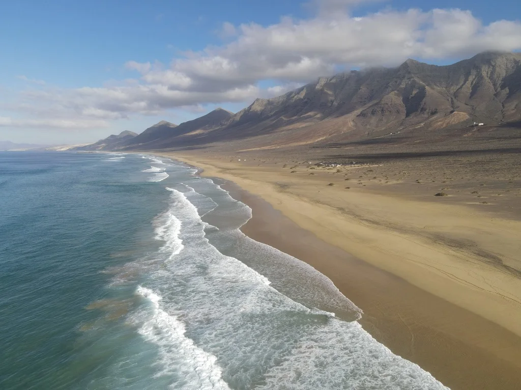 Cofete beach and its mountains seen from above, Fuerteventura